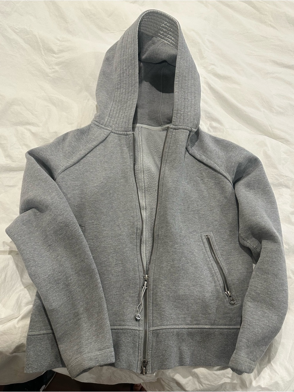 lululemon athletica Light Gray Zip-Up Hooded Windbreaker